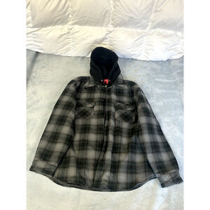 FW21 Supreme Hooded Flannel Zip Up Shirt Quilted XL Black Jacket Embroidered